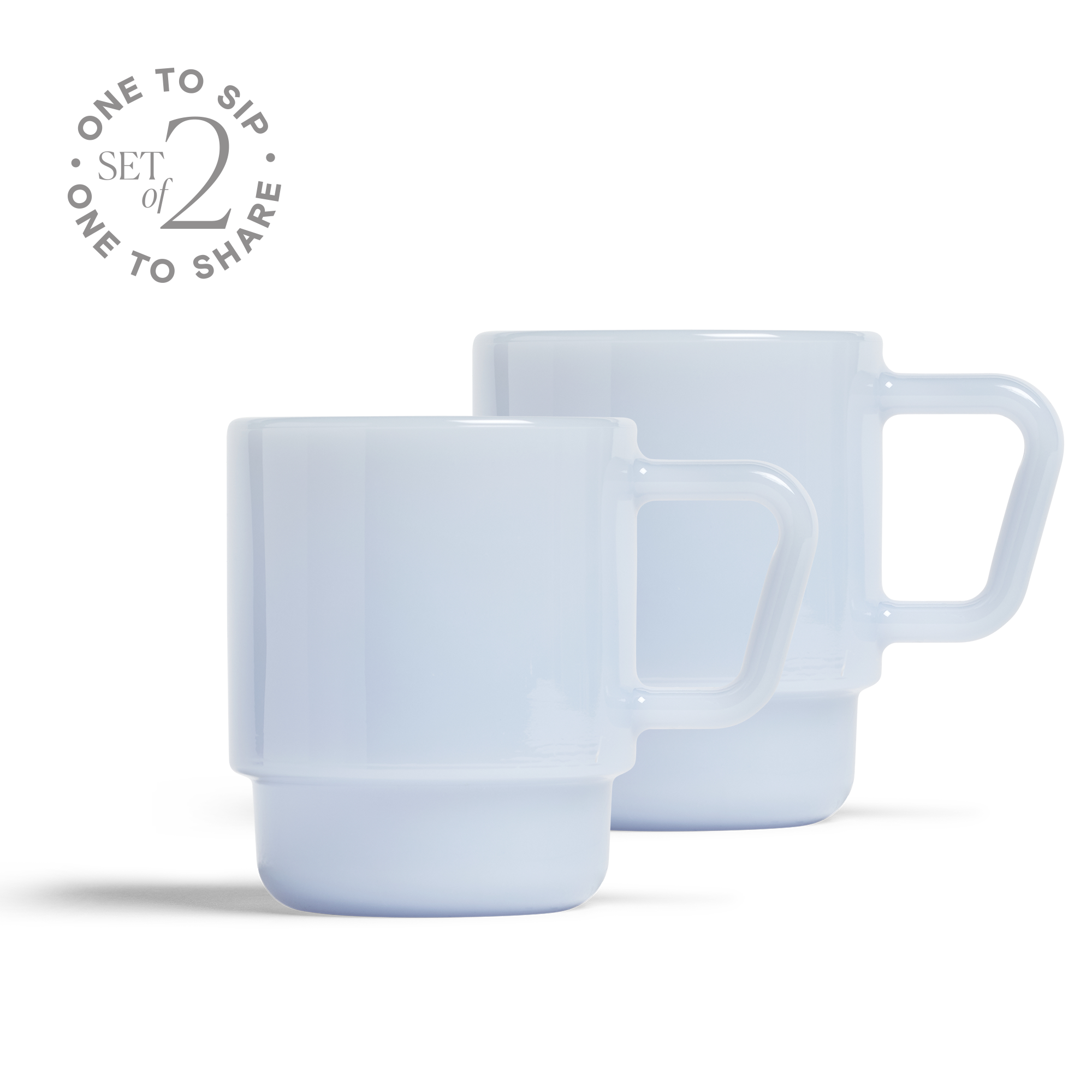 8oz Milk Glass Mug - Set of 2 - Mist