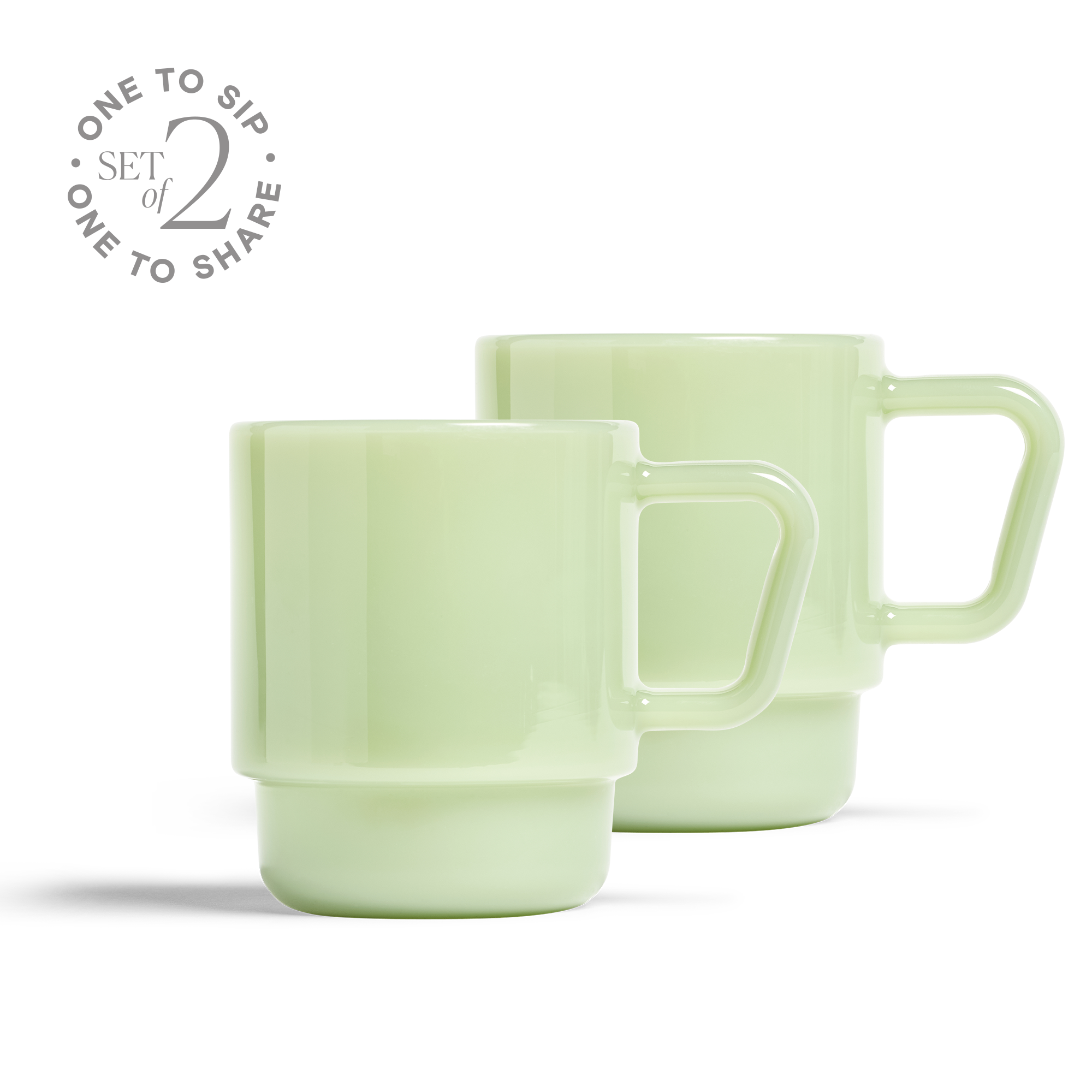 8oz Milk Glass Mug - Set of 2 - Jade
